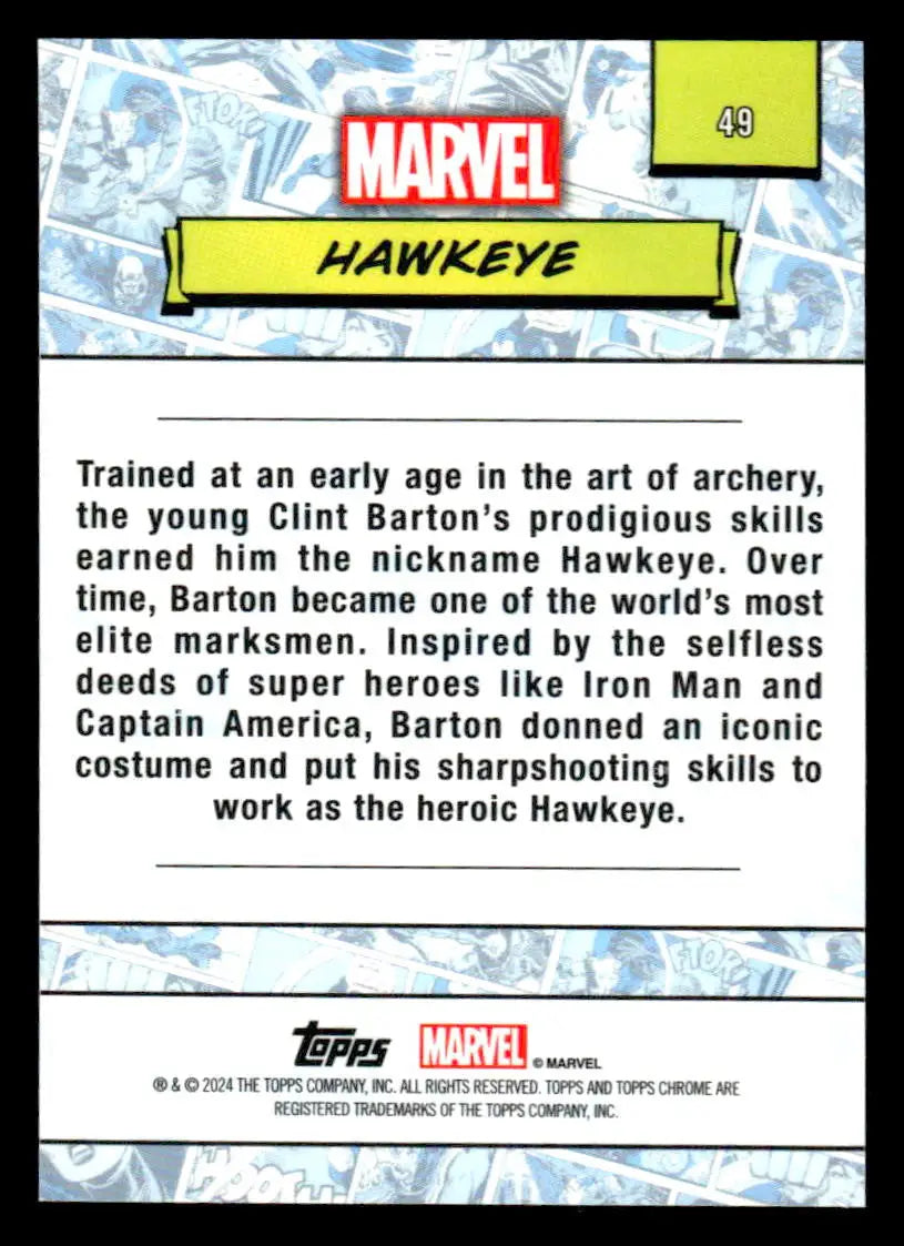 2024 Topps Chrome Marvel #49 Hawkeye - Marvel Card Single