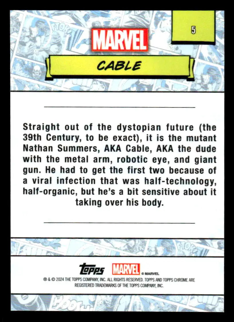 2024 Topps Chrome Marvel #5 Cable - Marvel Card Single