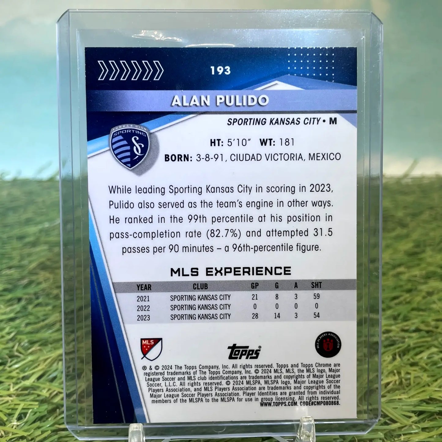 2024 Topps Chrome MLS /150 Alan Pulido Blue Refractor #193 Sporting KC - Soccer Card Single