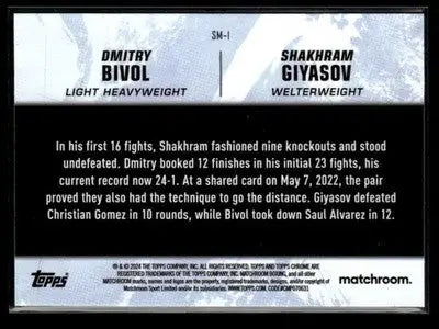 2024 Topps Chrome #SM-1 Shakhram Giyasov / Dmitry Bivol Stablemates Refractor - Other