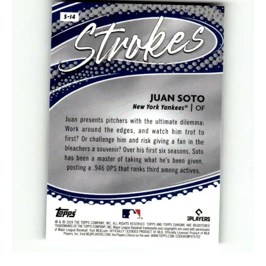 2024 Topps Chrome Strokes Refractor #S-14 Juan Soto NM-MT New York Yankees Baseball Card - Baseball Card Single
