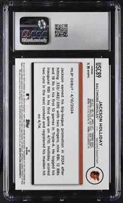 Graded Jackson Holliday baseball card from 2024 Topps Chrome Update series