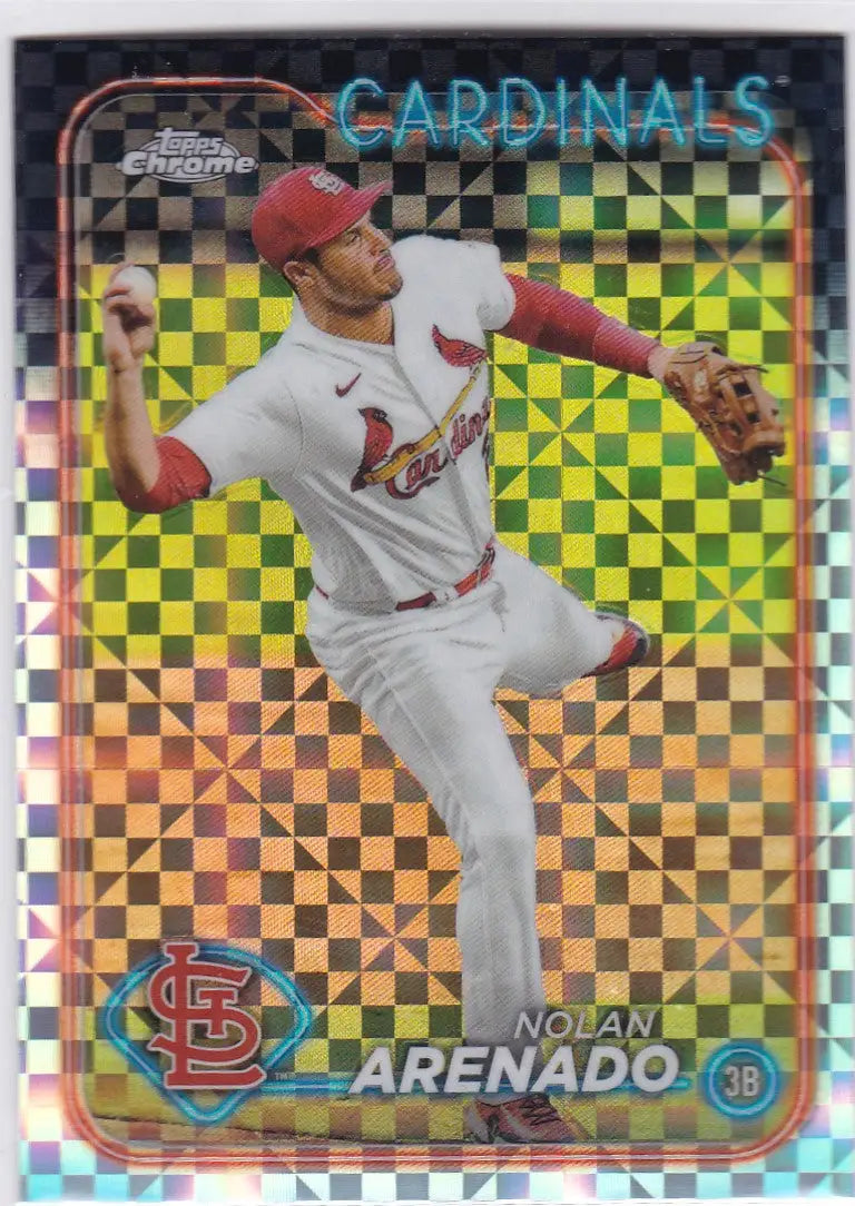 Nolan Arenado St Louis Cardinals baseball card from 2024 Topps Chrome X-Fractor #215