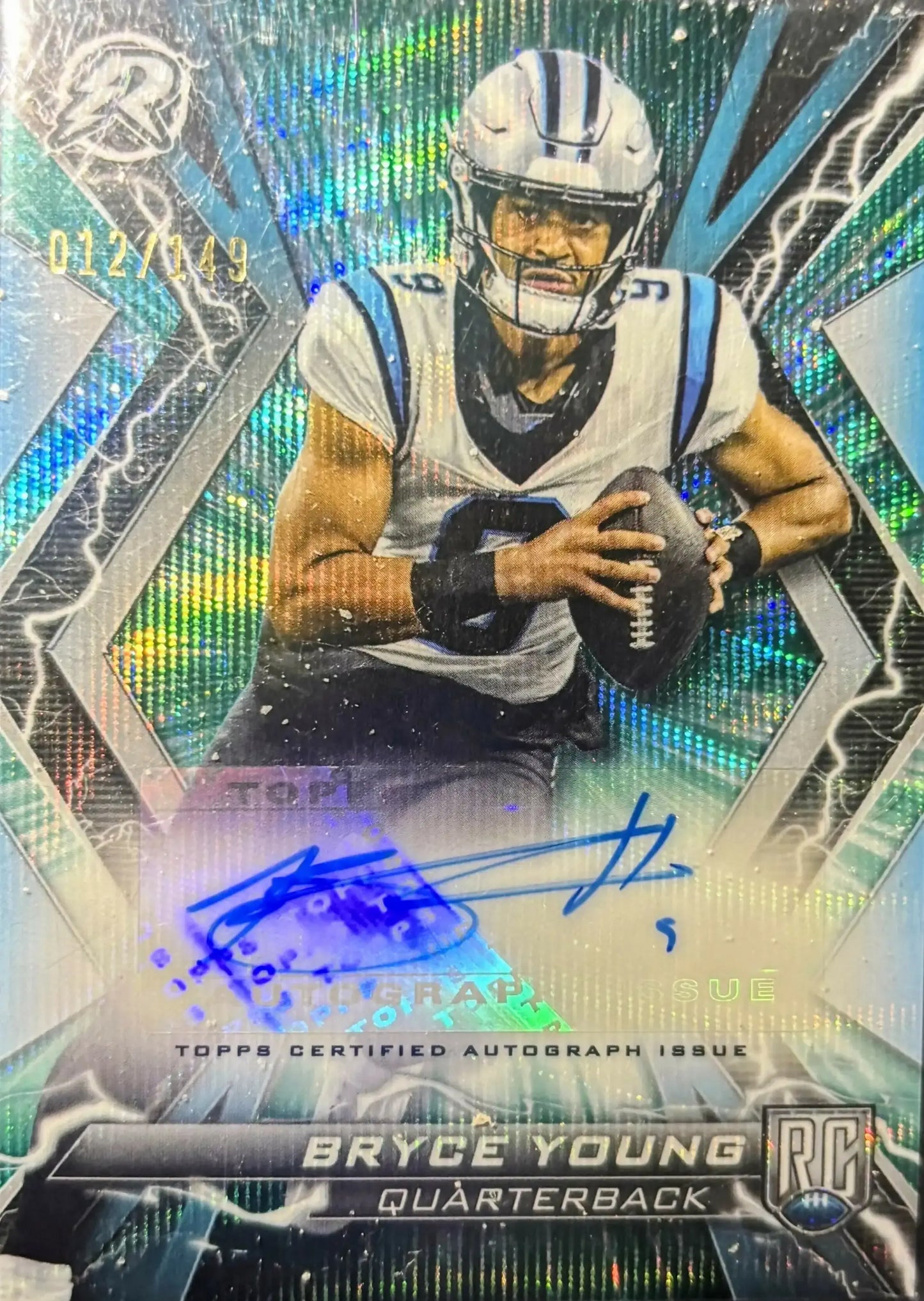 2024 TOPPS COMPOSITE RESURGENCE AQUA HYPER REFRACTOR SSP AUTO /149 RC BRYCE YOUNG - Football Card Single