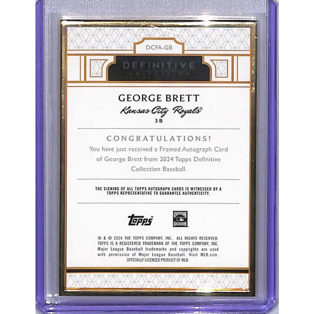 2024 Topps Definitive Gold Frame #DCFA-GB George Brett EX Excellent Auto 25/30 Kansas City Royals Baseball Card