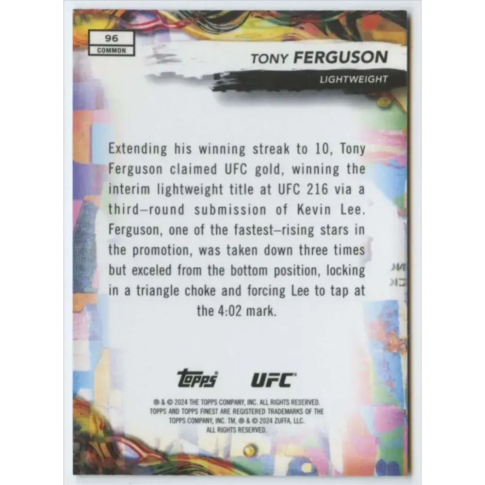 2024 Topps Finest UFC #96 Tony Ferguson NM-MT Lightweight Men MMA Card - UFC/MMA Card Single