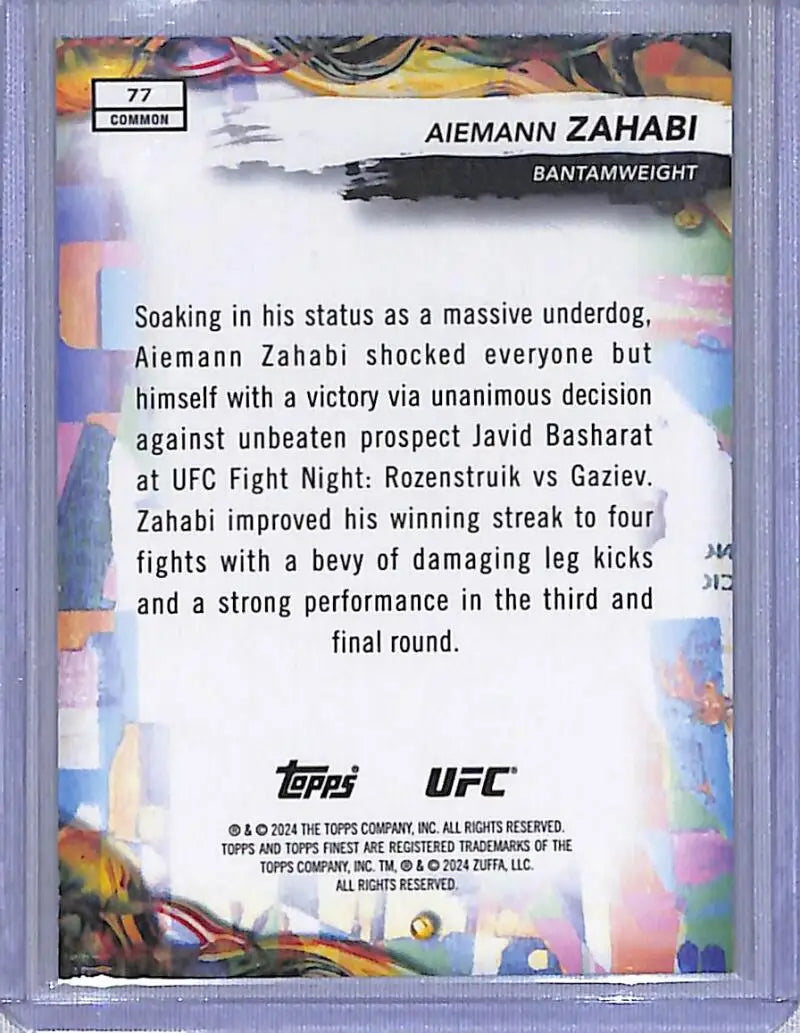 2024 Topps Finest UFC Refractor Red Shimmer #77 Aiemann Zahabi NM-MT RC Rookie Bantamweight Men MMA Card - UFC/MMA Card