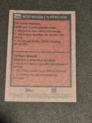 2024 Topps Heritage #203 2006 MVPs (Justin Morneau / Ryan Howard) MVP - Baseball Card Single
