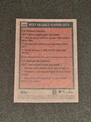 2024 Topps Heritage #206 2013 MVPs (Miguel Cabrera / Andrew McCutchen) MVP - Baseball Card Single