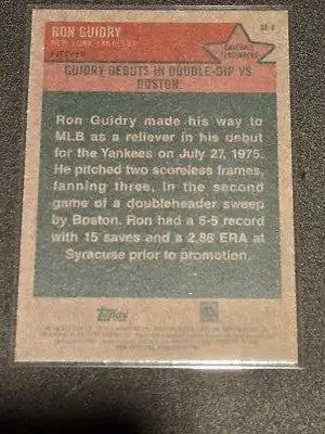 2024 Topps Heritage #BF-8 Ron Guidry Baseball Flashbacks - Baseball Card Single
