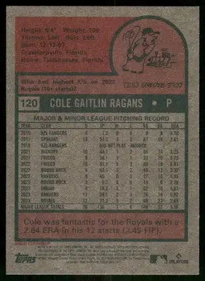 2024 Topps Heritage Cole Ragans #120 Baseball - Baseball Card Single
