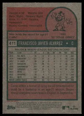 2024 Topps Heritage Francisco Alvarez #411 Baseball - Baseball Card Single