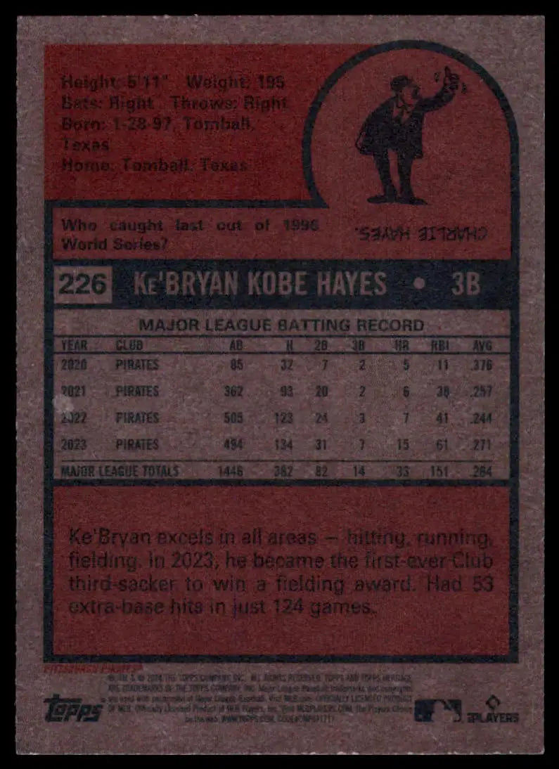 2024 Topps Heritage Ke’Bryan Hayes 226 Pittsburgh Pirates NM - Baseball Card Single