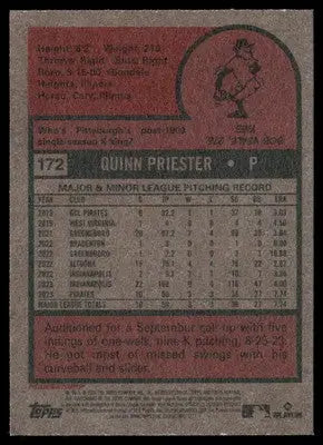 2024 Topps Heritage Quinn Priester #172 RC Baseball - Baseball Card Single