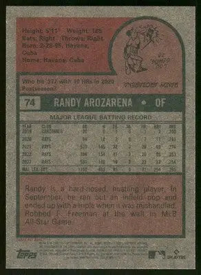 2024 Topps Heritage Randy Arozarena #74 Baseball - Baseball Card Single