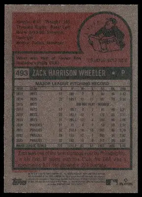 2024 Topps Heritage Zack Wheeler #493 Baseball - Baseball Card Single