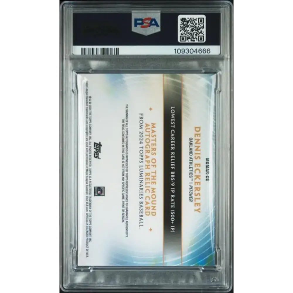 2024 Topps Luminaries Blue #MOMARDE Dennis Eckersley PSA 9 MINT MEM Auto 6/10 Oakland Athletics Basebal Card - Baseball