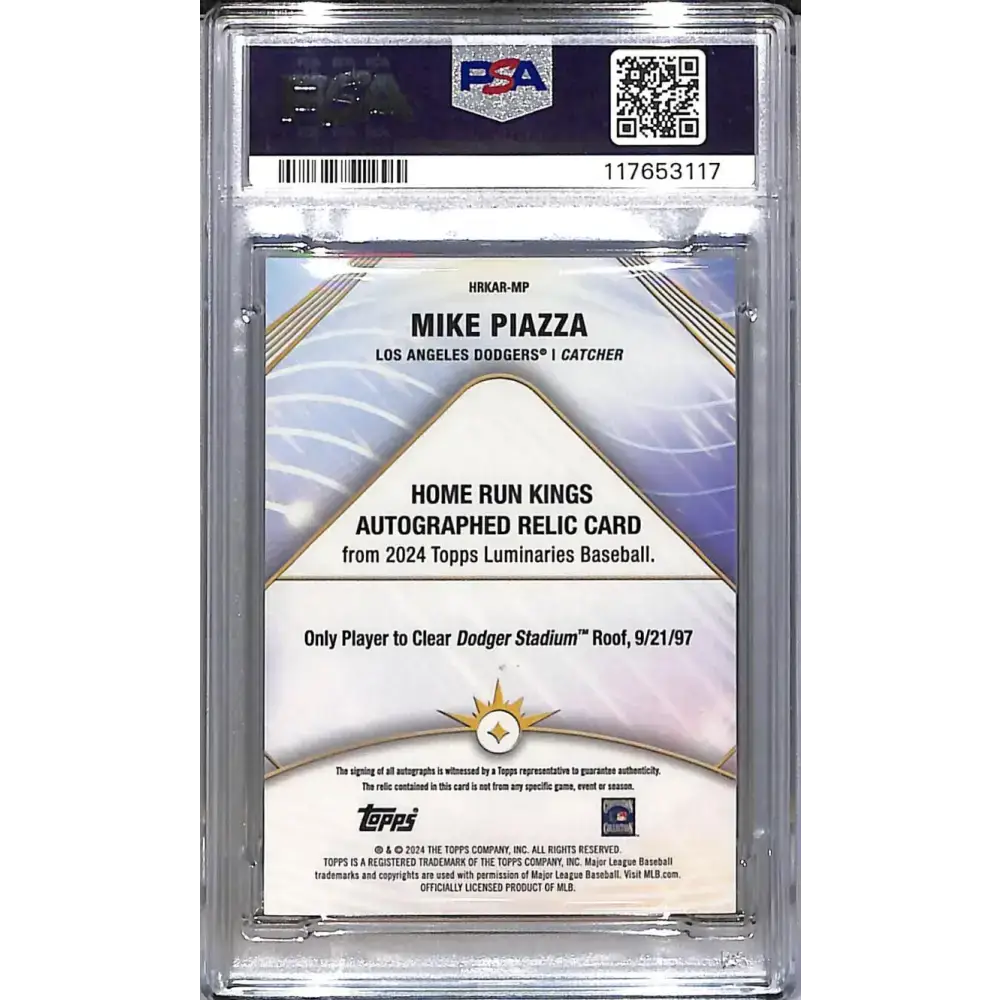 2024 Topps Luminaries Home Run Kings Blue #HRKAR-MP Mike Piazza PSA 9 MINT MEM Auto 1/10 Los Angeles Dodgers - Baseball