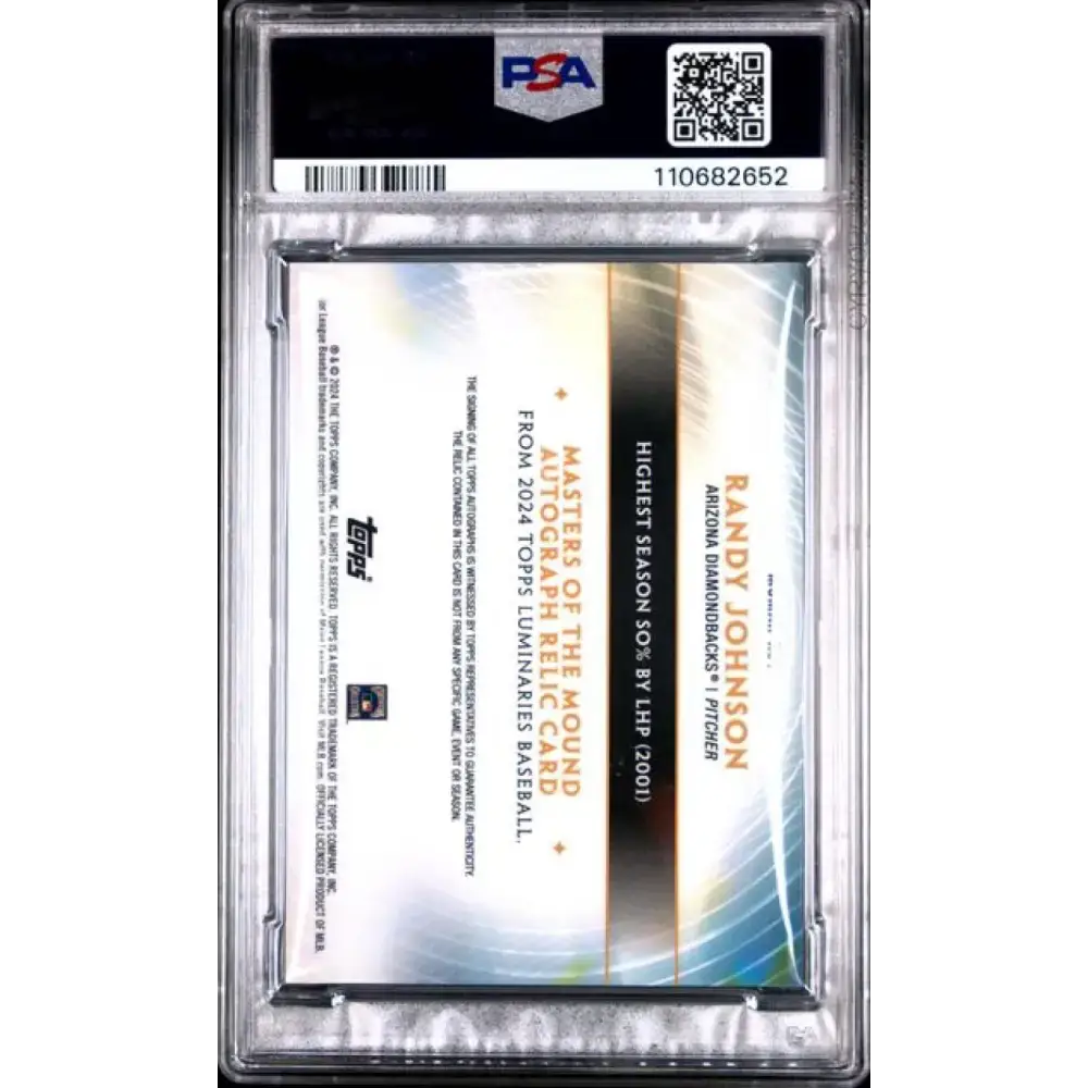 2024 Topps Luminaries #MOMARRJ1 Randy Johnson PSA 10 GEM MINT MEM Auto 5/25 Arizona Diamondbacks Baseball Card