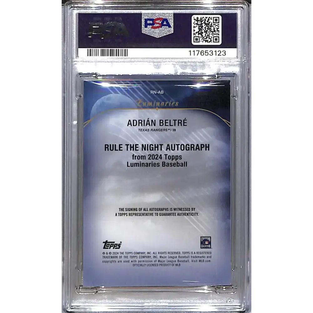 2024 Topps Luminaries Rule The Night #RN-AB Adrian Beltre PSA 9 MINT Auto 10/25 Texas Rangers - Baseball Card Single