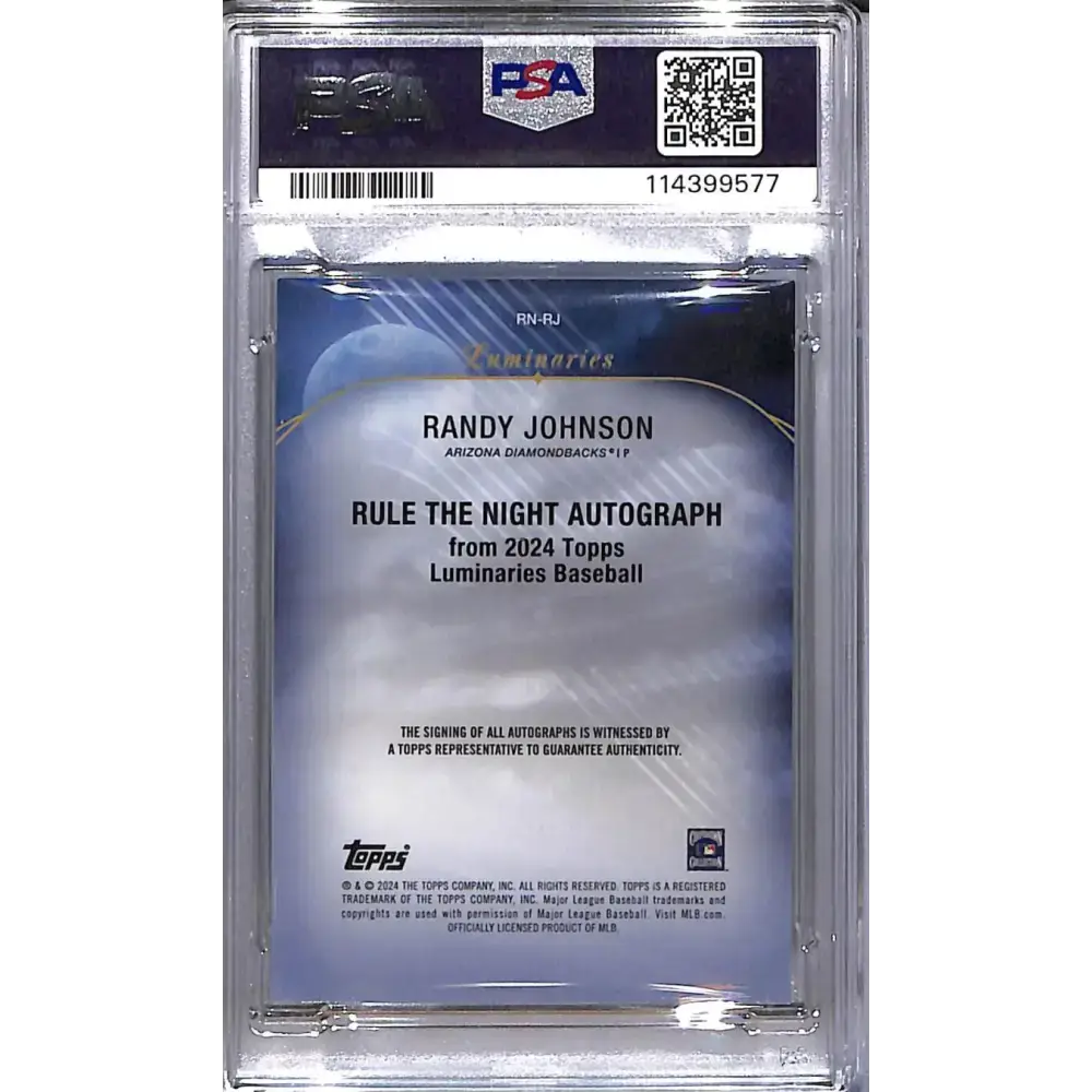 2024 Topps Luminaries Rule the Night #RN-RJ Randy Johnson PSA 9 MINT Auto 10/25 Arizona Diamondbacks - Baseball Card
