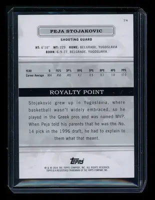 2024 Topps Peja Stojakovic #74 78/99 Basketball - Basketball Card Single