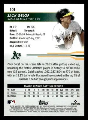 2024 Topps Pristine #101 Zack Gelof - Baseball Card Single