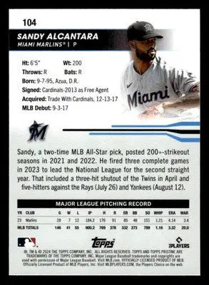 2024 Topps Pristine #104 Sandy Alcantara - Baseball Card Single