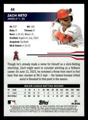 2024 Topps Pristine #44 Zach Neto - Baseball Card Single