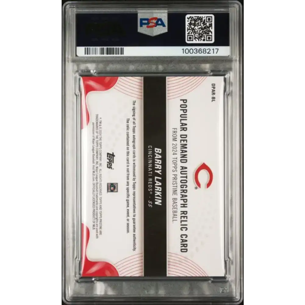 2024 Topps Pristine Popular Demand Orange #DPARBL Barry Larkin PSA 9 MINT MEM Auto 12/25 Cincinnati Reds Baseball Card