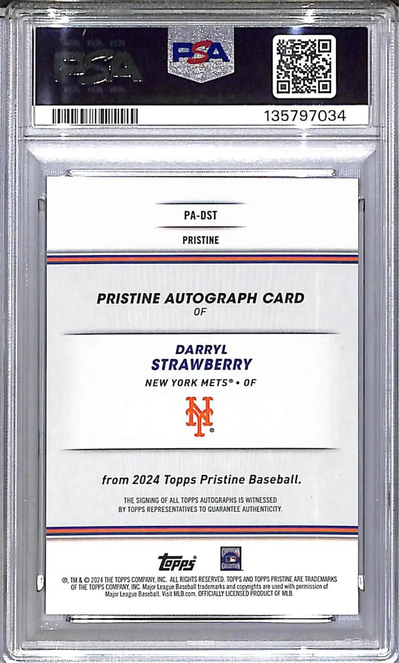 2024 Topps Pristine Purple #PA-DST Darryl Strawberry PSA 7 NM Auto 22/99 New York Mets - Baseball Card Single