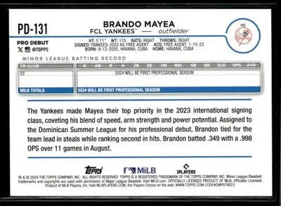 2024 Topps Pro Debut Brando Mayea #PD-131 FCL Yankees