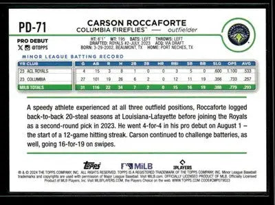 2024 Topps Pro Debut Carson Roccaforte #PD-71 Columbia Fireflies