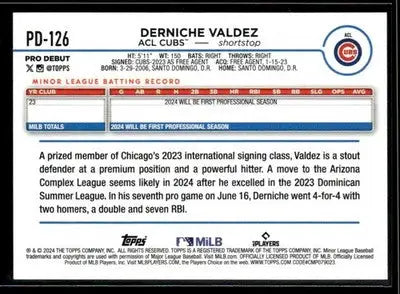 2024 Topps Pro Debut Derniche Valdez #PD-126 ACL Cubs