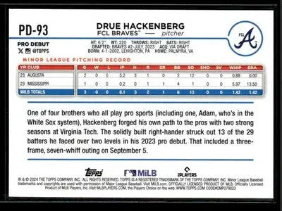 2024 Topps Pro Debut Drue Hackenberg #PD-93 FCL Braves