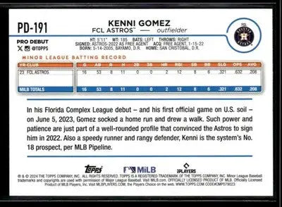2024 Topps Pro Debut Kenni Gomez #PD-191 FCL Astros