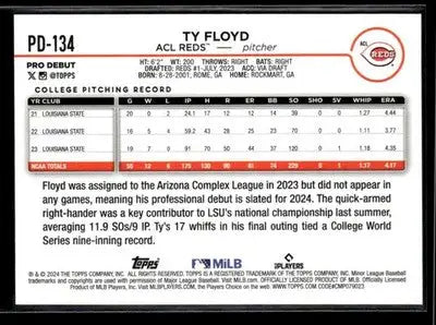 2024 Topps Pro Debut Ty Floyd #PD-134 ACL Reds