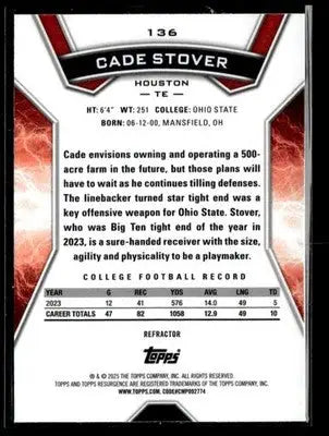 2024 Topps Resurgence #136 Cade Stover Refractor - Football Card Single