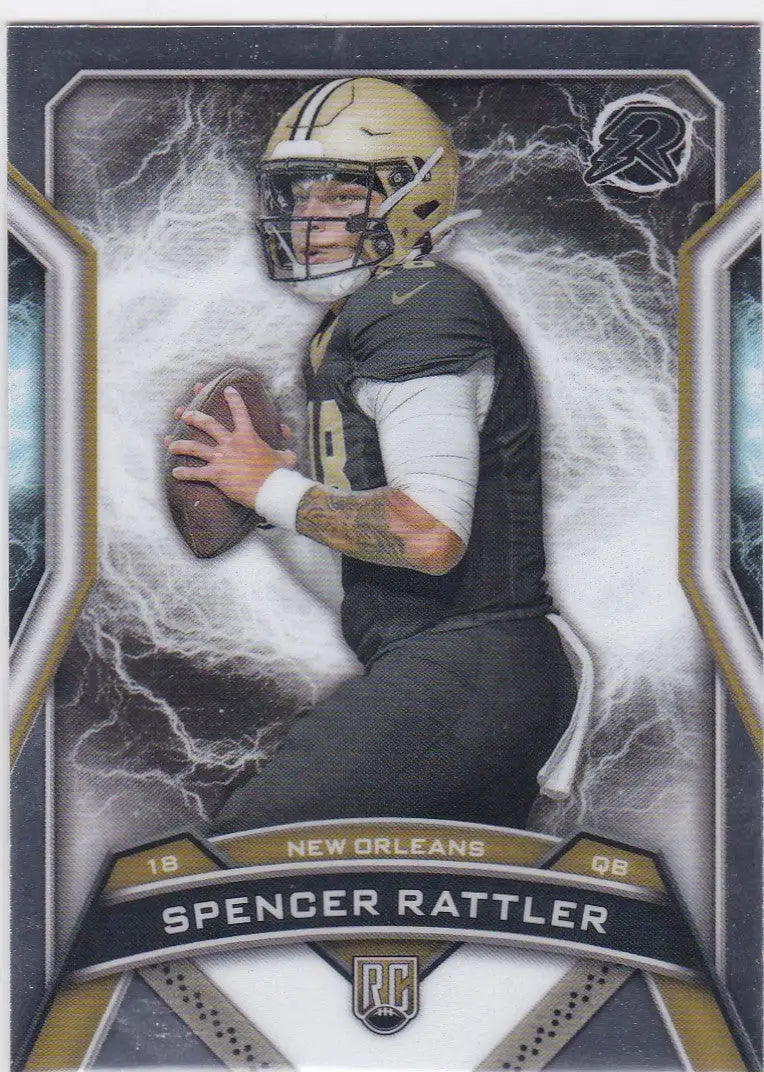 Spencer Rattler rookie card from 2024 Topps Resurgence featuring New Orleans Saints football player