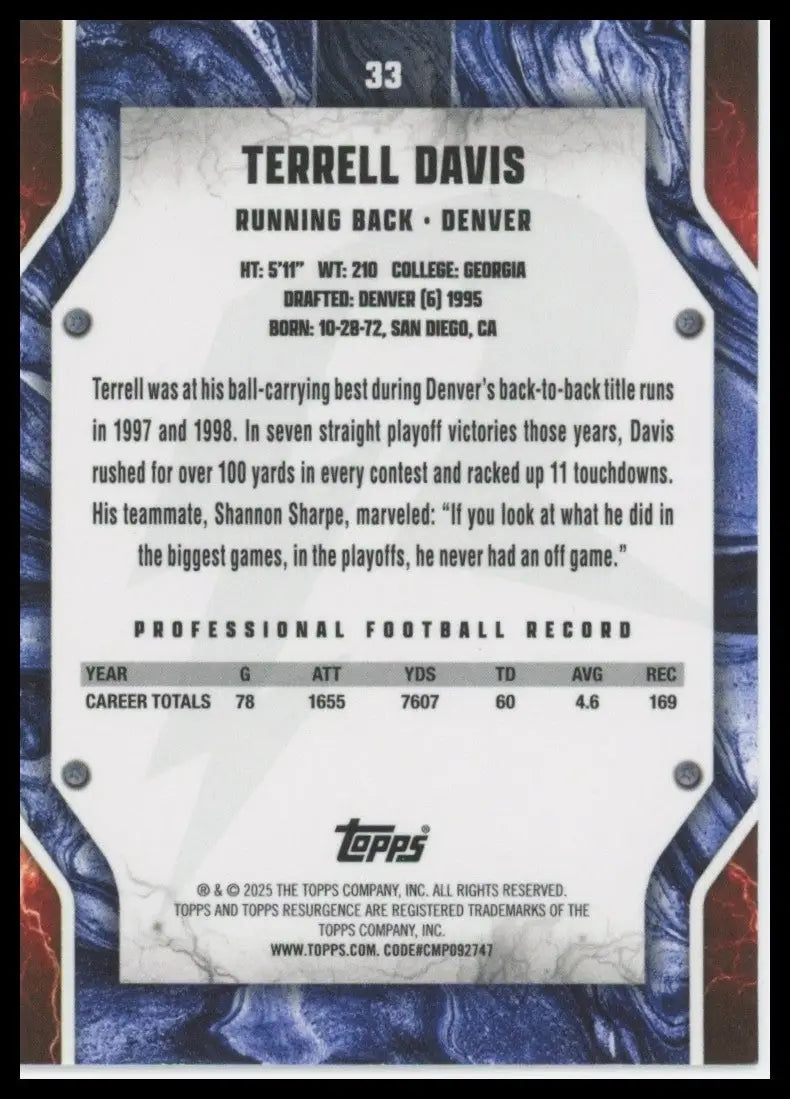 2024 Topps Resurgence - Terrell Davis #33 - Football Card Single