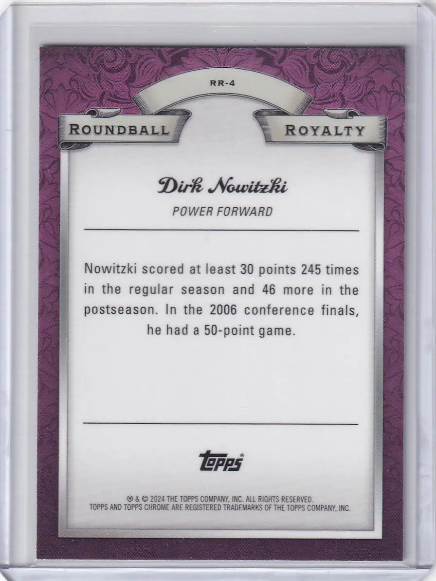 2024 TOPPS #RR-4 DIRK NOWITZKI BLUE BASKETBALL- DALLAS MAVERICKS - Basketball Card Single
