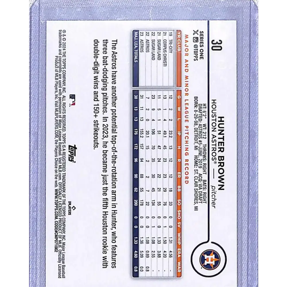 2024 Topps Series One Future Stars #30 Hunter Brown NM-MT Houston Astros - Baseball Card Single