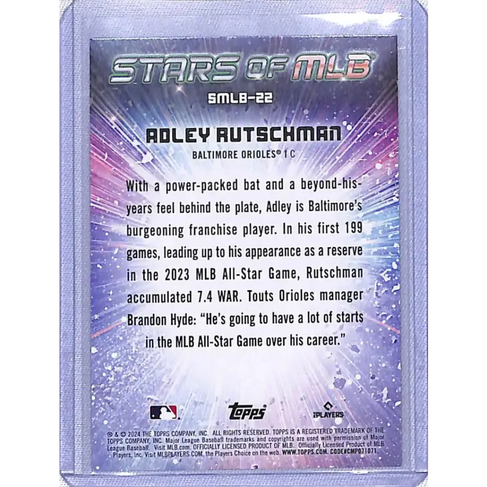 2024 Topps Series One Stars of MLB #SMLB-22 Adley Rutschman NM-MT Baltimore Orioles - Baseball Card Single