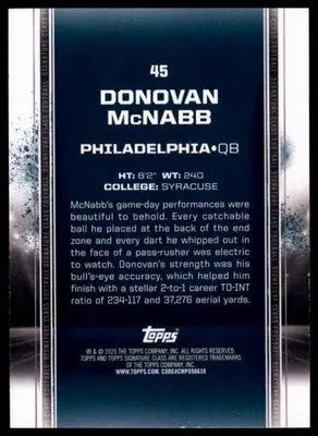 2024 Topps Signature Class Donovan McNabb 45 Philadelphia Eagles - Football Card Single