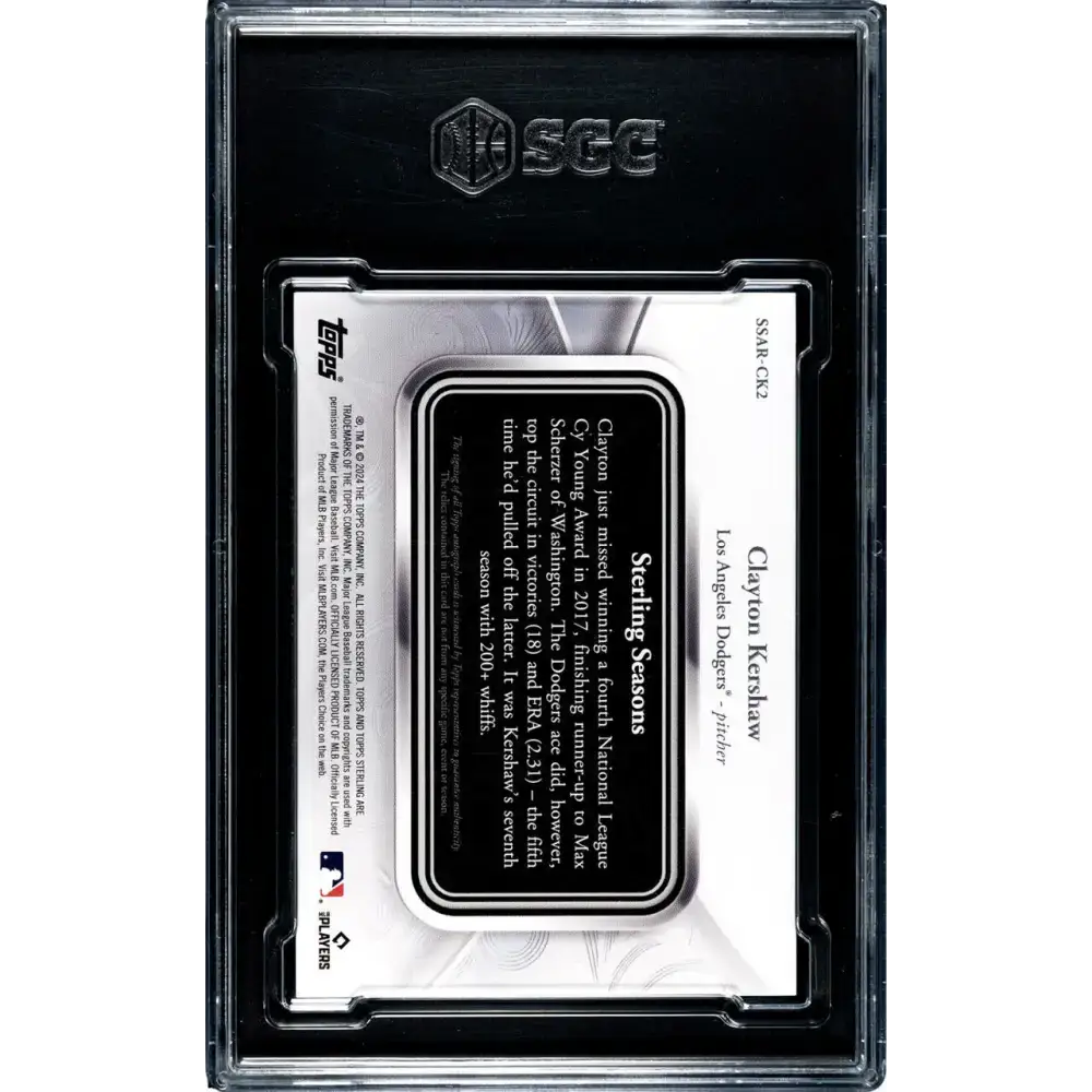 2024 Topps Sterling Seasons #SSAR-CK2 Clayton Kershaw SGC 8.5 NM/MT+ Auto 25/25 Los Angeles Dodgers Baseball Card