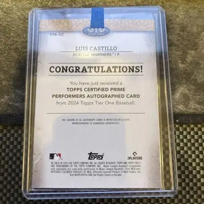2024 Topps Tier One Luis Castillo PPA-LC Prime Performers Auto /49 Mariners - Baseball Card Single
