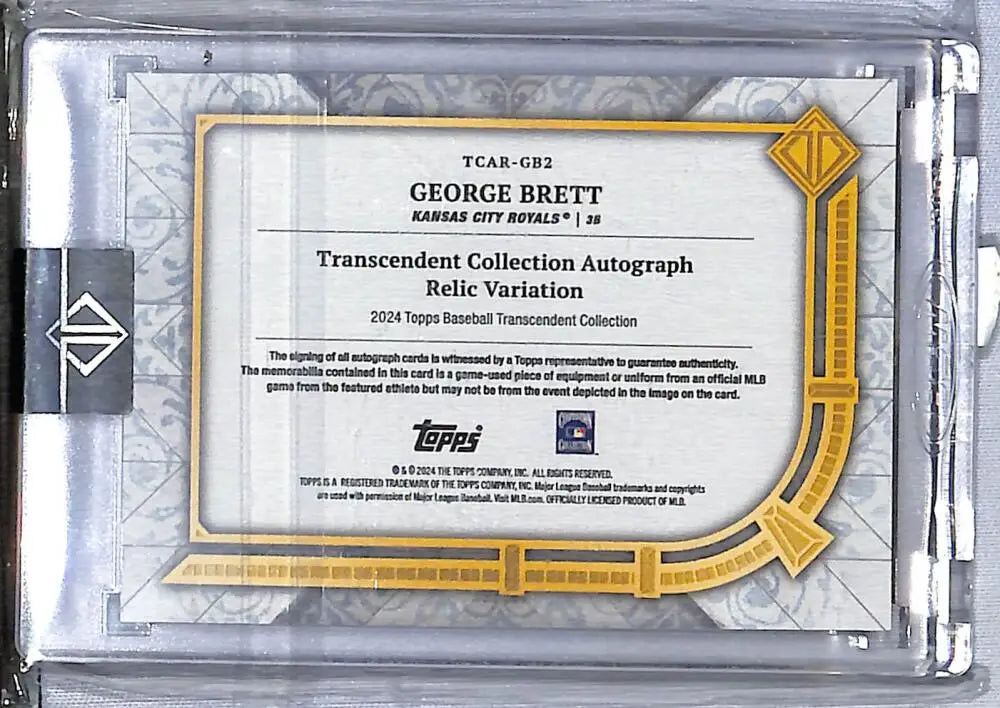 2024 Topps Transcendent Collection Green #TCAR-GB2 George Brett EX Excellent MEM Auto 3/5 Kansas City Royals - Baseball