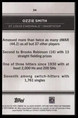 2024 Topps Tribute #34 Ozzie Smith - Baseball Card Single