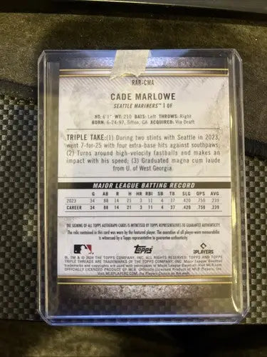 2024 Topps Triple Threads Cade Marlowe Patch Auto /99 - Baseball Card Single