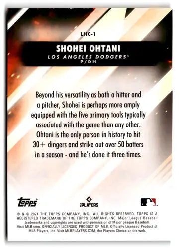 2024 Topps Update Let Him Cook #LHC-1 Shohei Ohtani NM-MT Dodgers ID:75319 - Trading Cards